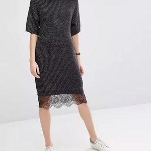 ASOS Sweater Dress with Lace Hem